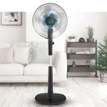 Ventilator cu picior, Rohnson R8600, telecomanda, 28W, 40cm, 26 trepte de viteza, inaltime reglabila 115-135 cm,  oscilare la 90°, Protecție împotriva supraîncălzirii, Negru - imagine 4